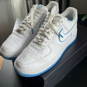 Nike Men’s air force 1 ‘07 White and Carolina blue 10.5
